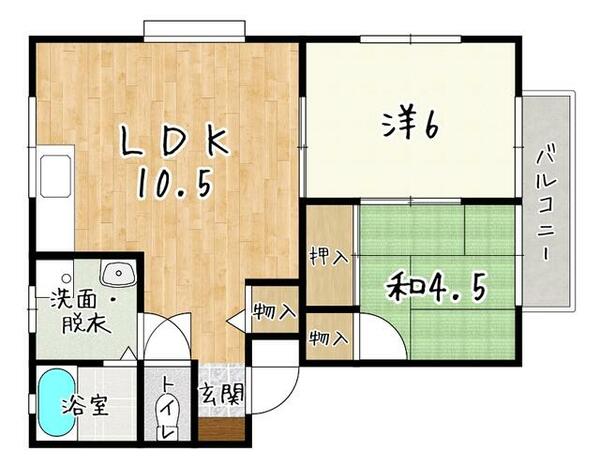 エレガントハイツ 202｜長崎県諫早市幸町(賃貸アパート2LDK・2階・47.00㎡)の写真 その2