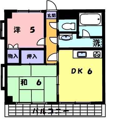 ハセガワビル 405｜東京都調布市多摩川３丁目(賃貸マンション2DK・4階・40.80㎡)の写真 その2