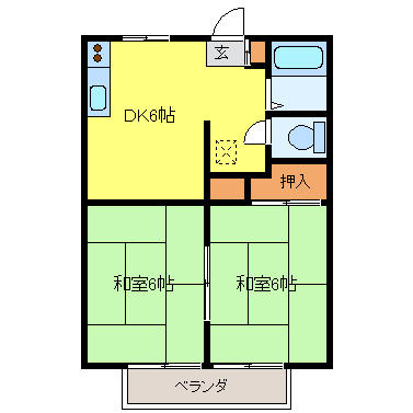 ウィンドウッドＢ棟 202｜茨城県取手市谷中(賃貸アパート2DK・2階・39.60㎡)の写真 その2