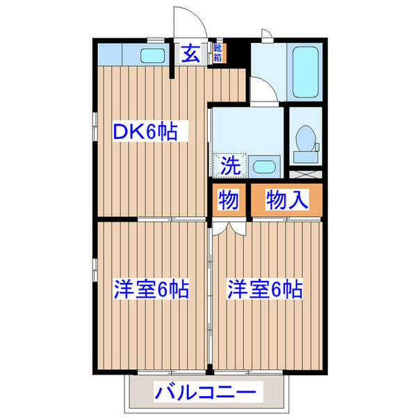 山田ハイツＢ棟 203｜宮城県仙台市宮城野区小田原３丁目(賃貸アパート2DK・2階・39.60㎡)の写真 その2