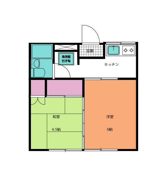 木村ハイツＢ棟 B-15｜福島県会津若松市八角町(賃貸アパート2K・1階・29.81㎡)の写真 その2