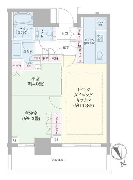 東京都中央区勝どき４丁目(賃貸マンション2LDK・37階・55.80㎡)の写真 その2