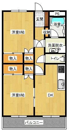 ゼネラルコーポ 205｜群馬県富岡市富岡(賃貸マンション2DK・2階・48.60㎡)の写真 その2