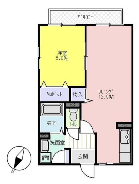 ウインズ１０ 201｜千葉県香取市玉造３丁目(賃貸アパート1LDK・2階・42.00㎡)の写真 その2