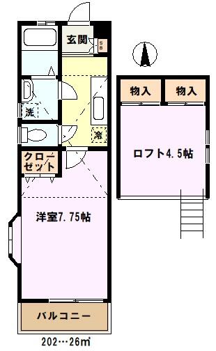 埼玉県川口市芝中田１丁目(賃貸アパート1K・2階・26.00㎡)の写真 その2