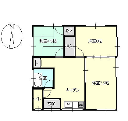 外丸アパート 2｜群馬県渋川市渋川坂下町(賃貸一戸建3DK・--・46.37㎡)の写真 その2