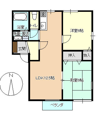 サニーヒル手川Ａ棟 101｜群馬県渋川市石原(賃貸アパート2LDK・1階・51.56㎡)の写真 その2