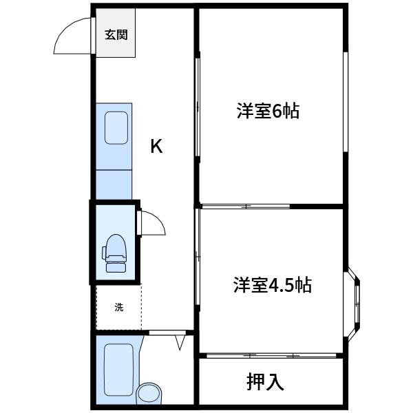 リバーサイドビュー 102｜宮城県仙台市太白区中田１丁目(賃貸アパート2K・1階・33.12㎡)の写真 その1