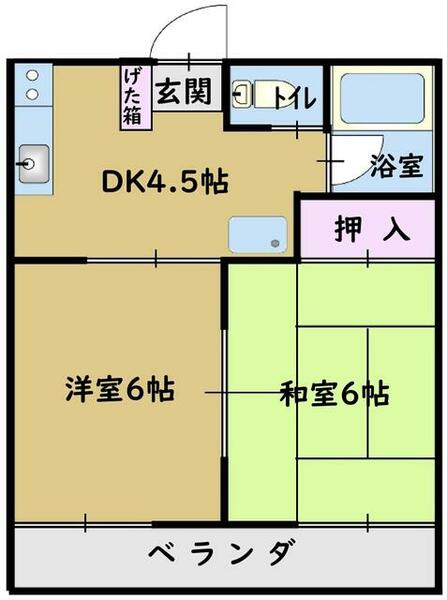 栃木県宇都宮市御幸ケ原町(賃貸アパート2DK・2階・33.69㎡)の写真 その2