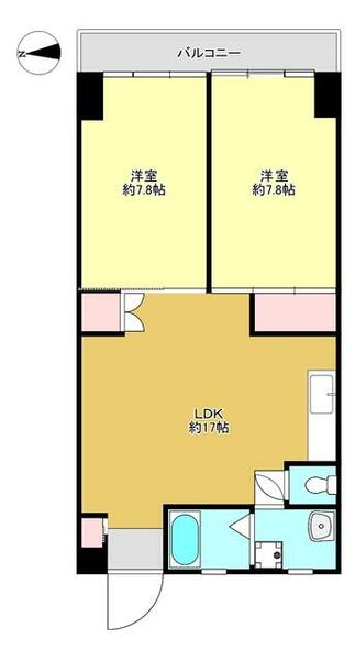 日新柏マンション 402｜千葉県柏市柏６丁目(賃貸マンション2LDK・4階・58.28㎡)の写真 その2