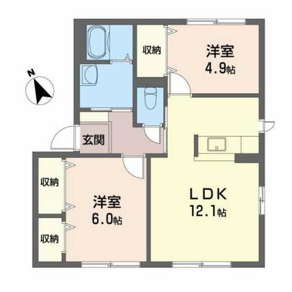 グランシードＫⅢ A0107｜徳島県吉野川市川島町川島(賃貸アパート2LDK・1階・54.07㎡)の写真 その2