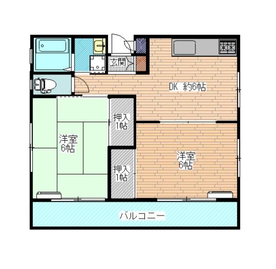 熊本県熊本市中央区新屋敷３丁目(賃貸マンション2DK・2階・46.20㎡)の写真 その1