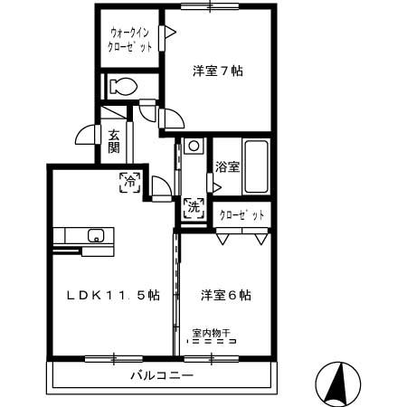 エスターブレ 302｜熊本県合志市幾久富(賃貸アパート2LDK・3階・58.00㎡)の写真 その2