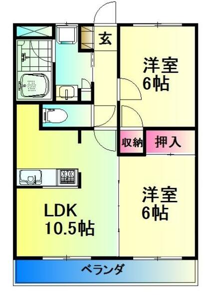 グランドール泉中央 110｜宮城県仙台市泉区泉中央４丁目(賃貸マンション2LDK・1階・55.04㎡)の写真 その2