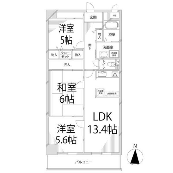 キャッスルコート福崎 403｜兵庫県神崎郡福崎町西田原(賃貸マンション3LDK・4階・65.46㎡)の写真 その2