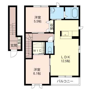 アムールＢ｜栃木県小山市大字雨ケ谷新田(賃貸アパート2LDK・2階・61.63㎡)の写真 その1