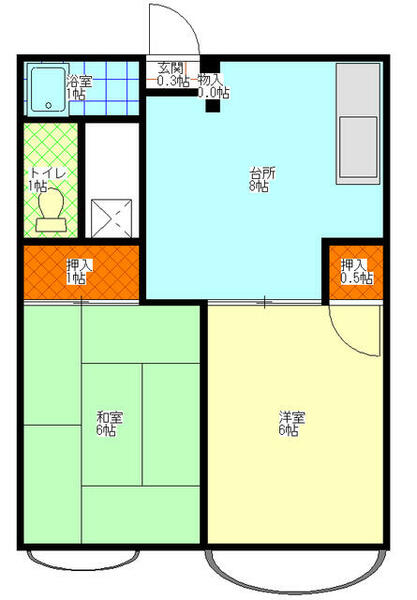 エキップドツヅラⅡ 202｜福島県いわき市内郷綴町大木下(賃貸アパート2DK・2階・39.74㎡)の写真 その2