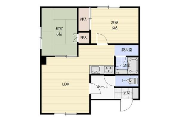 北海道江別市向ケ丘(賃貸アパート2LDK・2階・55.00㎡)の写真 その2