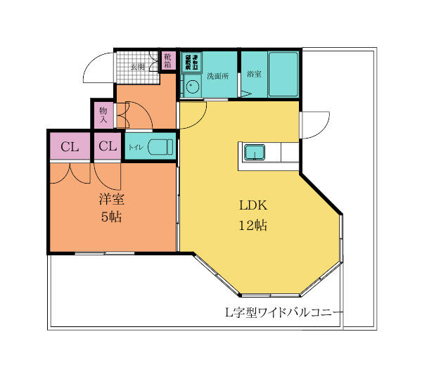 ロイヤルセンターＢＬＤ 1403｜福岡県北九州市小倉北区竪町１丁目(賃貸マンション1LDK・14階・38.94㎡)の写真 その2