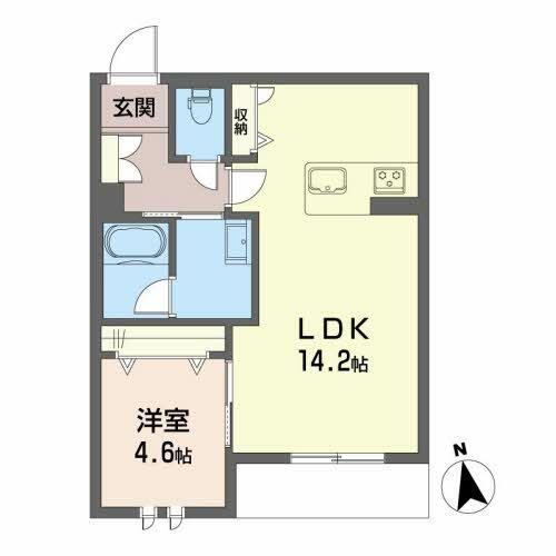 熊本県熊本市中央区横手５丁目(賃貸アパート1LDK・1階・45.28㎡)の写真 その2