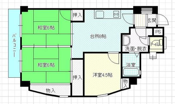 長崎県長崎市磯道町(賃貸マンション3DK・3階・61.30㎡)の写真 その1