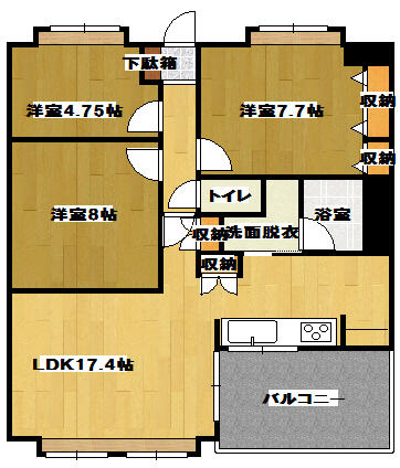 メルカートマンション 603｜熊本県熊本市西区八島町(賃貸マンション3LDK・8階・69.66㎡)の写真 その2