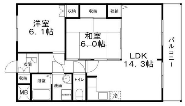 ハイツメロディ 406｜兵庫県姫路市飾磨区今在家６丁目(賃貸マンション2LDK・4階・60.51㎡)の写真 その2