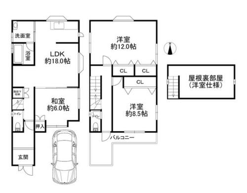 大阪府高槻市古曽部町２丁目（一戸建）の賃貸物件の間取り