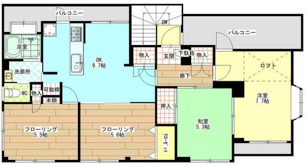 東京都中野区大和町２丁目(賃貸マンション4DK・2階・74.79㎡)の写真 その2