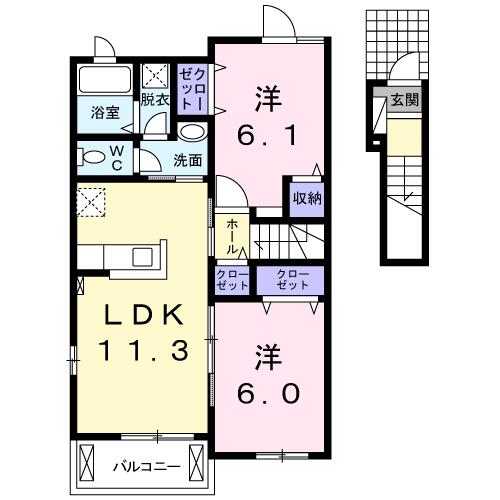 アルファーバーデン内牧ＮＥＸＴ｜熊本県阿蘇市内牧(賃貸アパート2LDK・2階・57.07㎡)の写真 その2