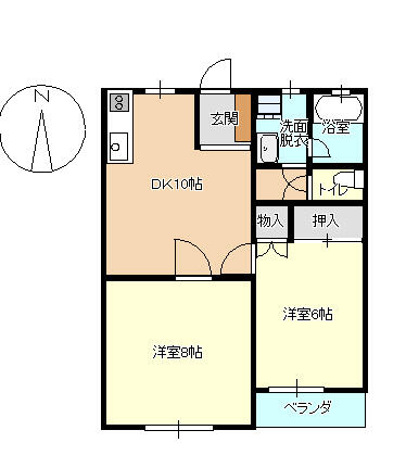 群馬県渋川市行幸田(賃貸アパート2DK・1階・52.17㎡)の写真 その2