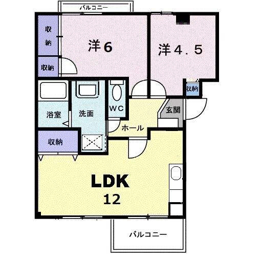 エスタール 201｜岡山県岡山市北区学南町２丁目(賃貸マンション2LDK・2階・57.05㎡)の写真 その2