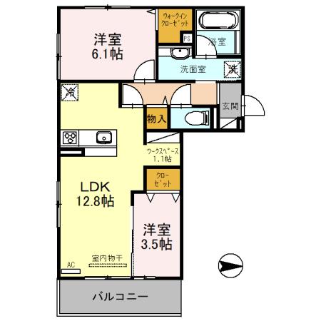 フロレゾン北花山Ａ 307｜京都府京都市山科区北花山大林町(賃貸アパート2LDK・3階・56.68㎡)の写真 その2