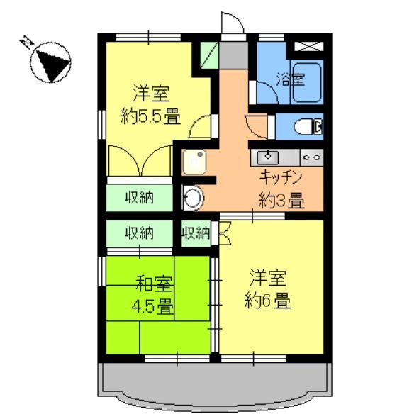 コーポ芭蕉苑 106｜熊本県八代市松江町(賃貸マンション3K・1階・46.17㎡)の写真 その2