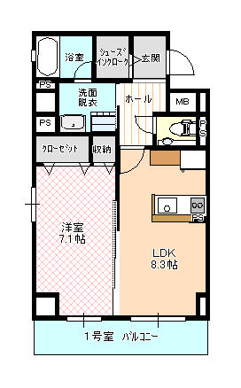 岡山県岡山市北区東古松１丁目(賃貸マンション1LDK・3階・41.83㎡)の写真 その1