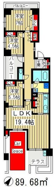 東京都練馬区平和台３丁目(賃貸マンション3LDK・1階・89.68㎡)の写真 その2