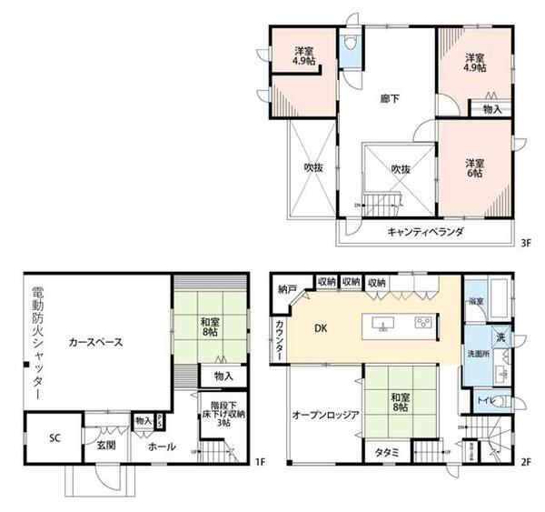 洋室３部屋　和室２部屋　納戸３帖　吹き抜けのある暮らし