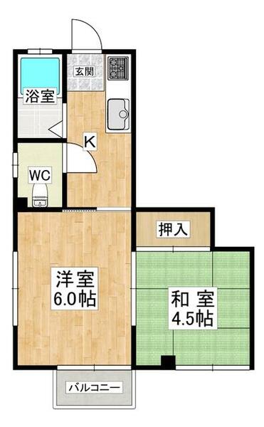 金丸マンション｜兵庫県神戸市中央区中山手通４丁目(賃貸マンション2K・2階・30.00㎡)の写真 その2