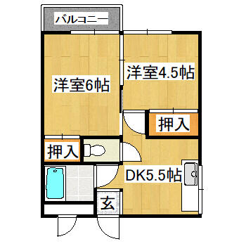 兵庫県宝塚市小林５丁目(賃貸マンション2DK・2階・36.00㎡)の写真 その1