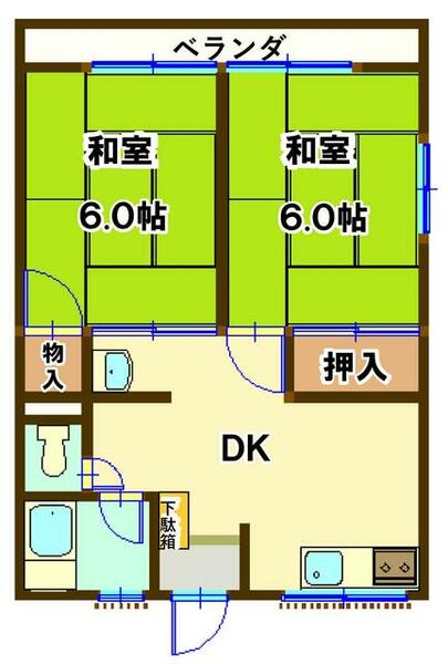 千葉県山武郡横芝光町横芝(賃貸アパート2DK・2階・39.74㎡)の写真 その1