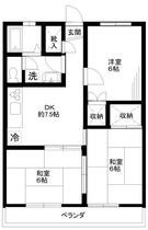 マリ・クレール 303 ｜ 千葉県銚子市清川町４丁目（賃貸マンション3DK・3階・51.00㎡） その2