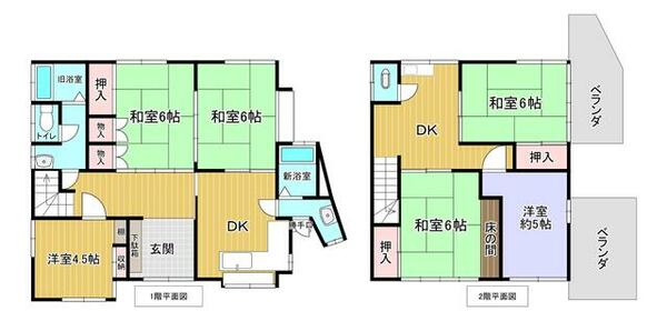 新井１丁目貸家｜静岡県伊東市新井１丁目(賃貸一戸建6DK・--・108.47㎡)の写真 その2