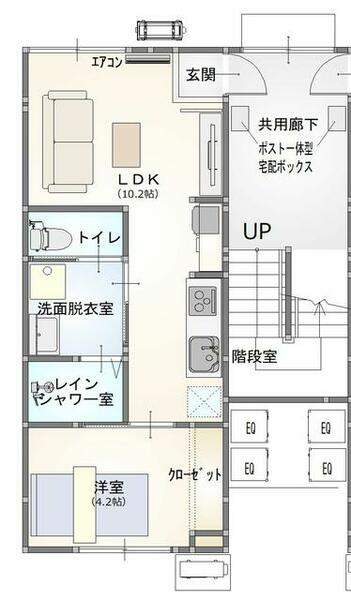 青森県八戸市大字中居林字中居林(賃貸アパート1LDK・2階・33.12㎡)の写真 その2