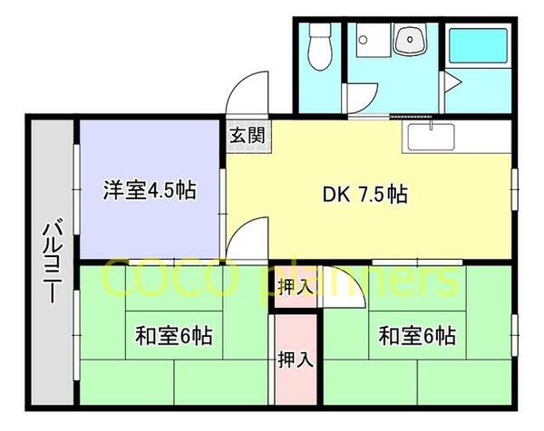 熊本県熊本市北区植木町岩野(賃貸アパート3DK・1階・51.70㎡)の写真 その2