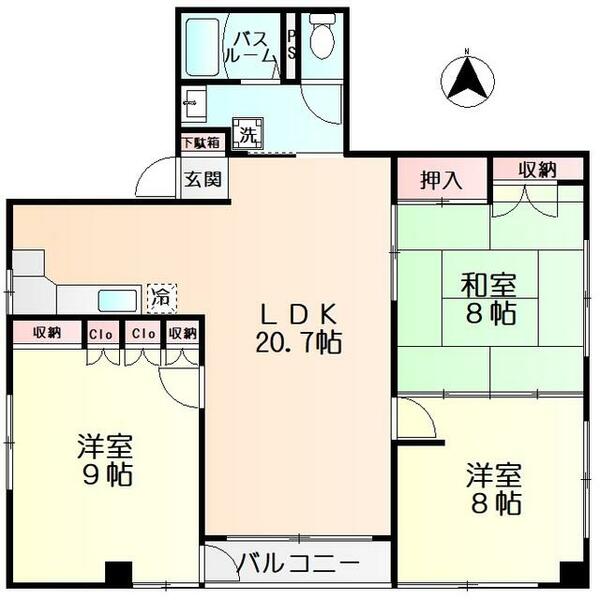 神奈川県横浜市緑区青砥町(賃貸マンション3LDK・2階・90.00㎡)の写真 その2