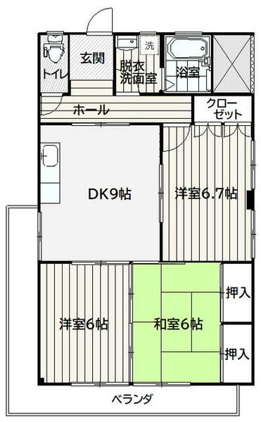 徳丸マンション 202｜熊本県人吉市願成寺町(賃貸マンション3DK・3階・65.00㎡)の写真 その2