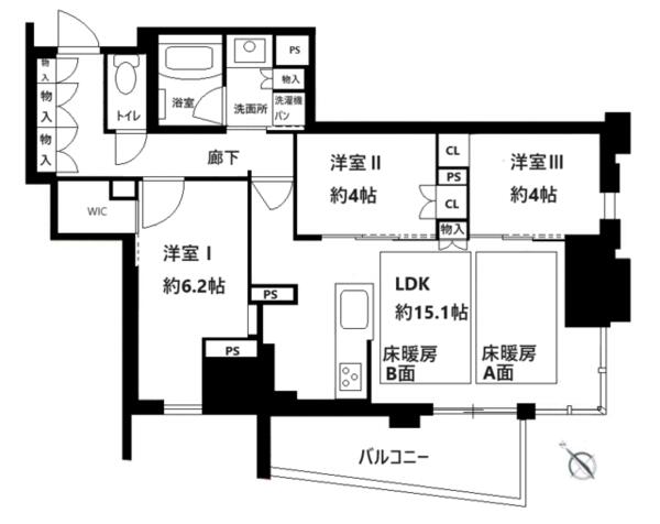 レーベン福岡天神　ＯＮＥ　ＴＯＷＥＲ｜福岡県福岡市中央区天神５丁目(賃貸マンション3LDK・11階・70.89㎡)の写真 その2