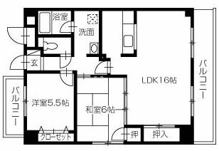 ハイム南風｜徳島県徳島市佐古六番町(賃貸マンション2LDK・5階・64.80㎡)の写真 その2