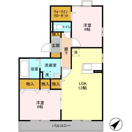 カシータⅡ｜千葉県柏市花野井(賃貸アパート2LDK・3階・61.32㎡)の写真 その2