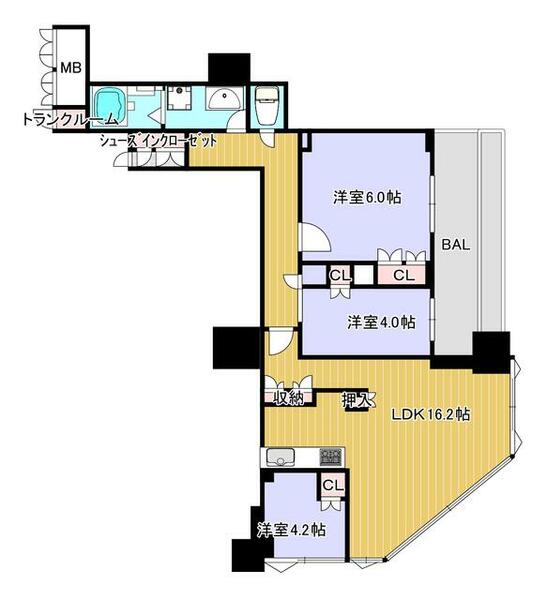 ブランズタワー大阪本町 504｜大阪府大阪市中央区南本町２丁目(賃貸マンション3LDK・5階・72.47㎡)の写真 その2